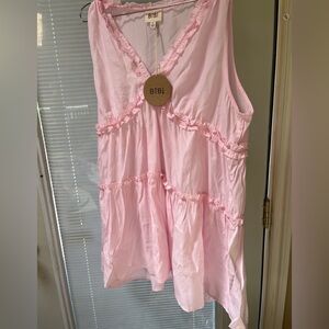 BiBi Pink Tiered Ruffle Blouse. P2P23” L28